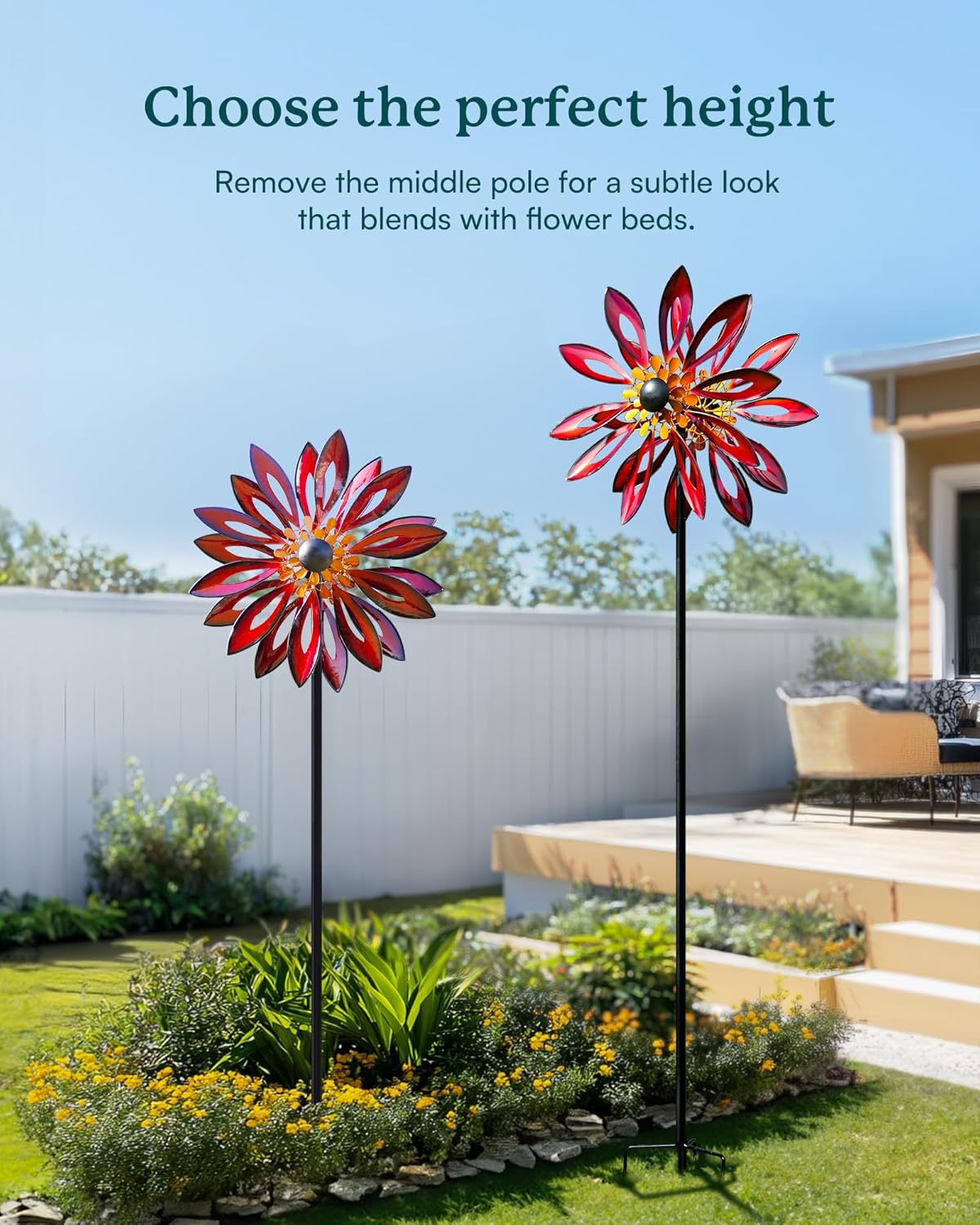 Wind Spinners Outdoor - Large Kinetic Metal Wind Sculptures & Spinners for Yard and Garden, Yard Spinner Decor for Outside (22" W x 83" H)