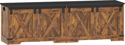 Hzuaneri 59" Farmhouse Storage Chest and Bench | 70 Gal | 330lb Seat | Soft-Close Hinges | Rustic Brown | Shoe and Blanket Storage for Bedroom, Living Room, Entryway | Easy Assembly | SB15001X