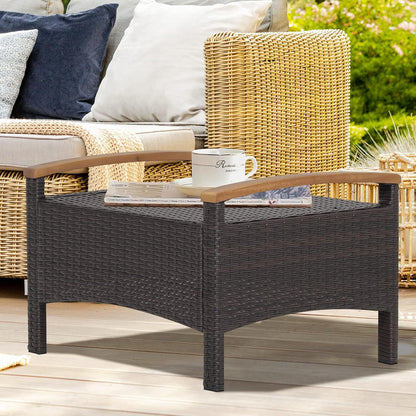 DORTALA Outdoor Ottoman Wicker 2 Piece, Square Patio Ottomans PE Rattan Foot Rest Footstool with Cushions for Couch, Chair, Beige