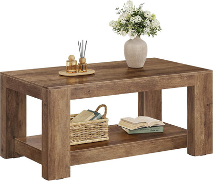 VASAGLE Coffee Table, 2-Tier Center Table with Rustic Charm and Clean Lines