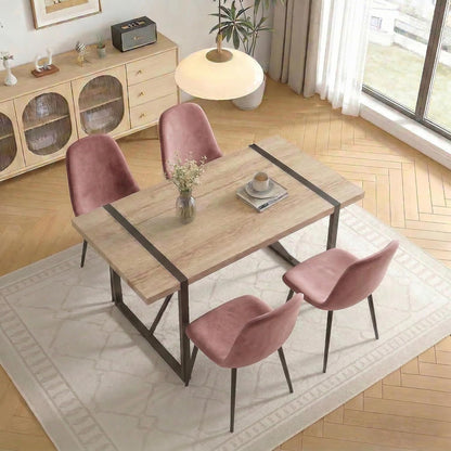 YYQ 55" Dining Table Set for 4, Modern Rectangle Wood Dining Table, Kitchen Table Chairs Set of 4, 5 Pieces Dining Table Set for Kitchen Dining Room