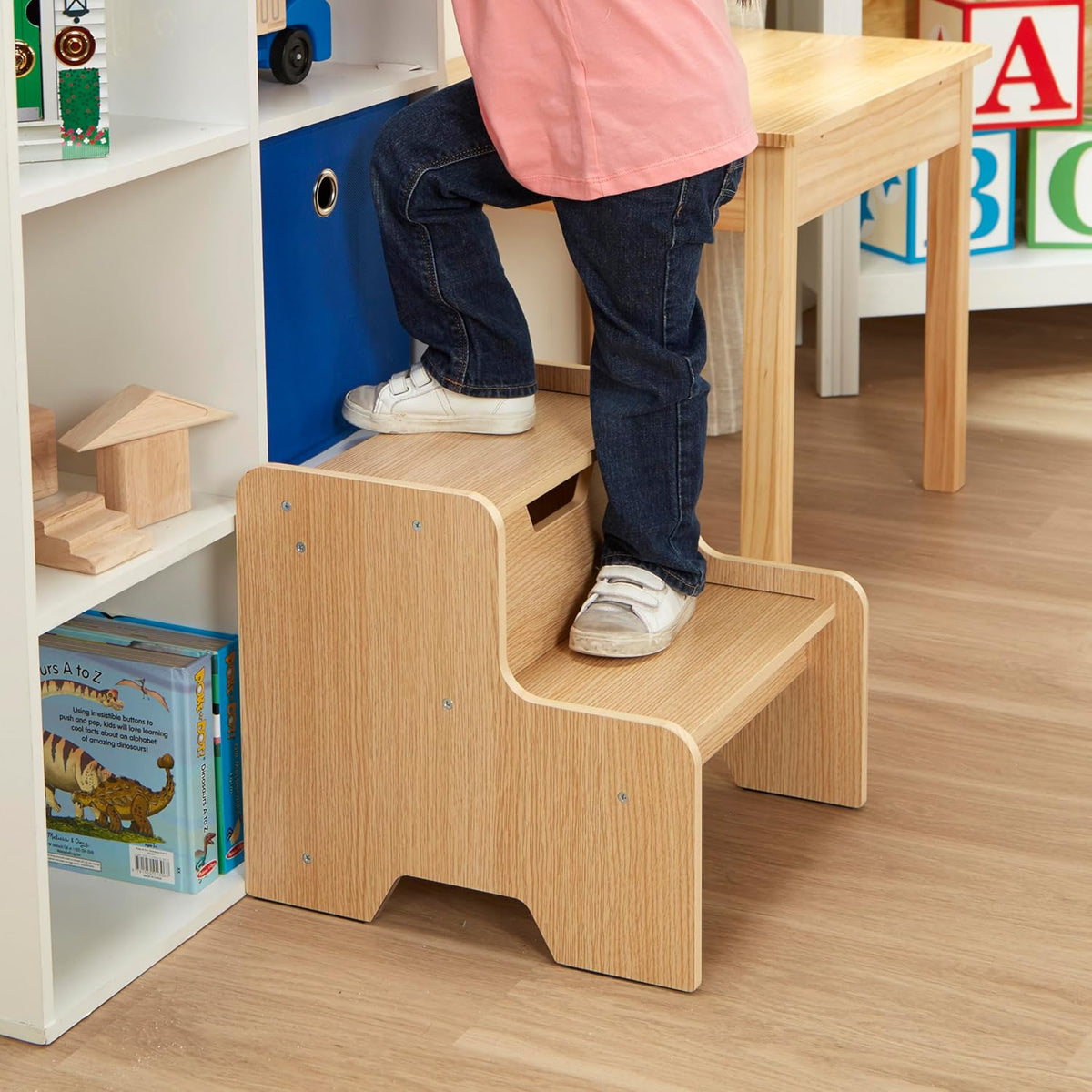 Melissa & Doug Kids Wooden Step Stool - Light Natural Finish