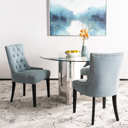 SAFAVIEH Home Collection - Abby Sky Blue Upholstered Dining Chair, Button Tufted Back, Nailhead Trim, Classic Accent Chair (MCR4701N)