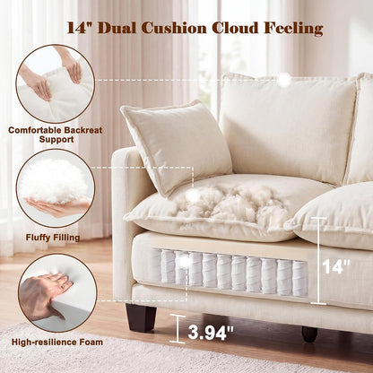 49" Loveseat Sofa Bed, 2 in 1 Convertible Small Sofa Pull Out Couch Bed Chenille Deep 2 Seat Sleeper Twin XL Futon Mattress for Small Spaces Living Room Bedroom Apartment Office, Beige