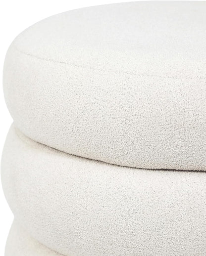 Asense Round Storage Ottoman,Footstool with Removable Lid, Vanity Stool, Modern Upholstered Footrest for Bedroom Living Room Entryway