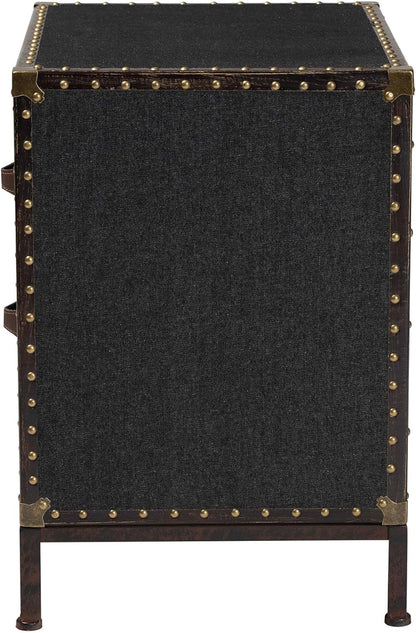 Baxton Studio Laura Vintage Black Canvas 2-Drawer End Table Trunk
