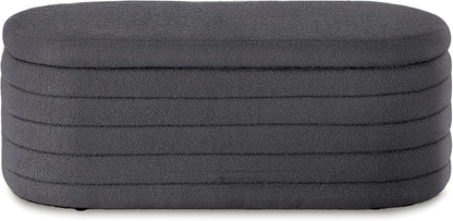 Storage Ottoman Bench End of Bed for Bedroom, Boucle Upholstered Entryway Shoe Seat Bench with Storage, Sherpa Modern Cute Padded Blanket Chest Stool Foot Rest for Living Room (Drak Gray)