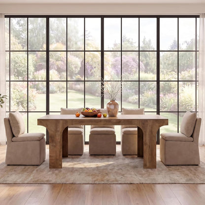 Tribesigns Large Dining Table for 6-8 People, 70.9" Long Wooden Kitchen Dinner Table Farmhouse Modern Style with Arch Design Legs, Rectangle Wooden Dinner Table for Dining Room, Natural Brown