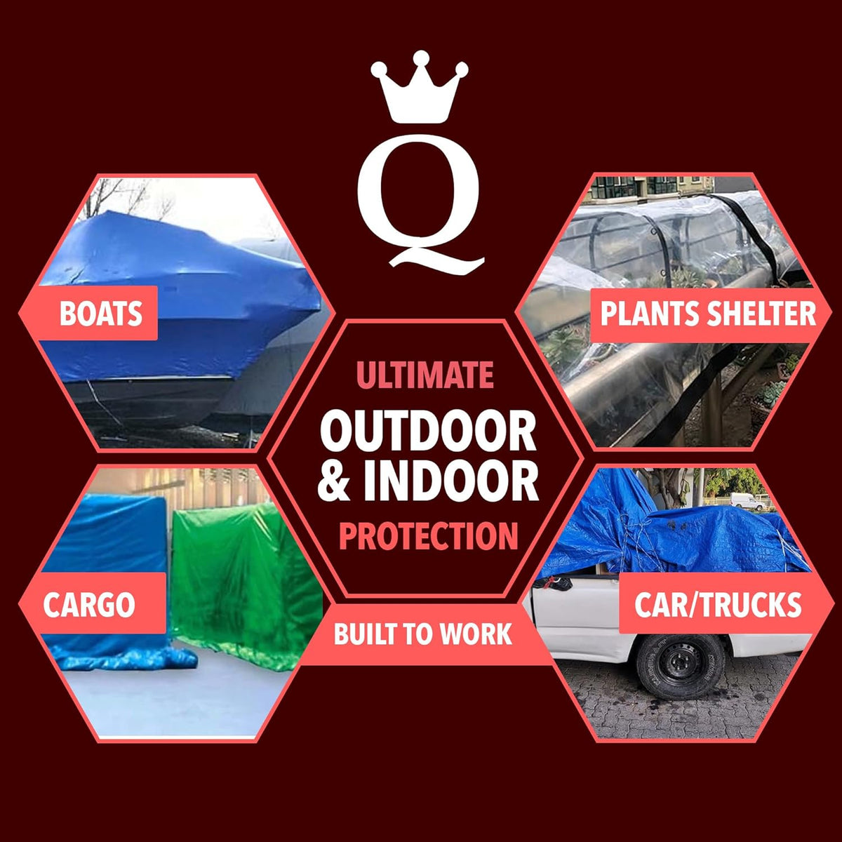 QUEEN OF TARPS | 20x25 Light Duty Tarp Waterproof, 70 GSM is 7 MIL, UV/Tear Resistant Tarp, Camping, Outdoor Furniture, Car, Tents, Painting, Firewood Protection | 20x25, Light Duty