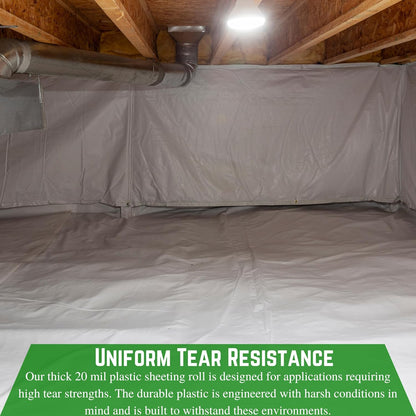 Farm Plastic Supply - Crawl Space Vapor Barrier, 20 mil - Thick Plastic Sheeting, Drop Cloth Moisture Barrier for Crawl Space Encapsulation, Heavy Duty Polyethylene, Black & White Film (24' x 75')