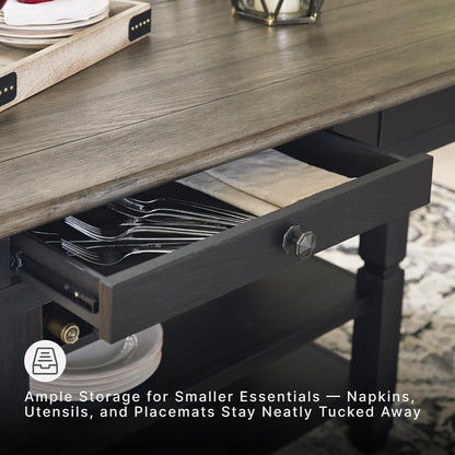 Signature Design by Ashley Counter Height Table with Storage, Farmhouse