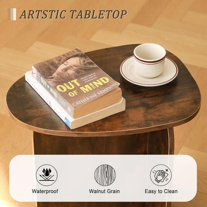 AWASEN Side Table, Small Triangle End Table Living Room, Modern Accent Table with Unique Tabletop, Mini Bedside Table for Small Spaces, Rustic Brown