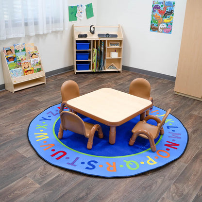 Children’s Factory Baseline Toddler Square Table and Chairs Set, Natural Wood – Includes One 30”, 12” High Square Table and Four 5” High Chairs – Durable, Lightweight, Easy to Move