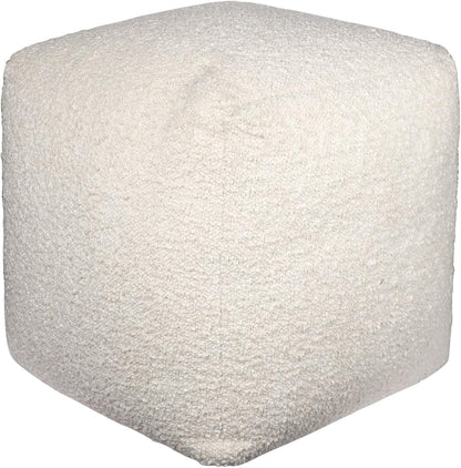 HomeRoots 18" Ivory Polyester Cube Outdoor Pouf Ottoman