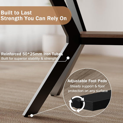 MECHYIN 55"-71" Extendable Dining Table for 4-8 with Built-in Flip Leaf | Kitchen Table, Space Saving Modern Design with Storage Shelf & Sturdy Metal Legs for Kitchen,Living Room & Small Apartments