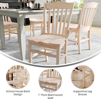Flash Furniture Hercules School House Back Metal Restaurant Chair - Antique White Wood Seat - Black Frame