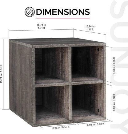 Sunjoy Quub Quarter Saving Stackable MDF Wood Cabinet for Living Room, Bedroom and Other Indoor Space, Walnut…