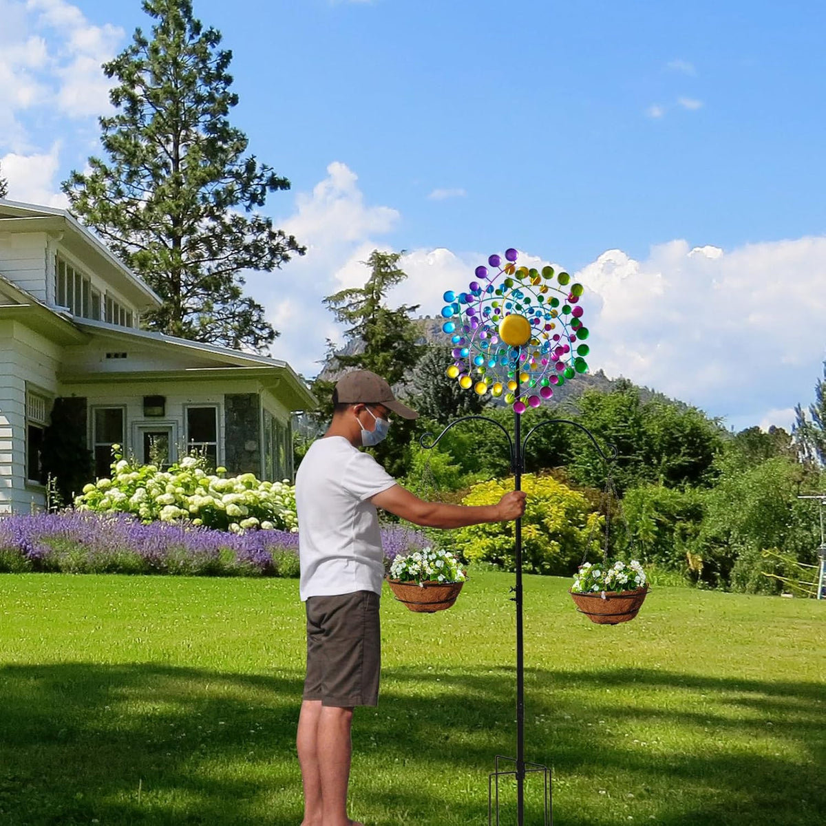 Wind Spinners Large Metal Outdoor Windmill Garden Spinner Yard Spinners Kinetic Lawn Art Patio Wind Spinners Garden Decor