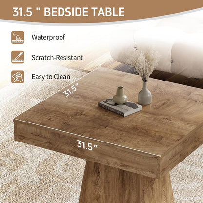 Square Dining Table, 31.5-inch Dinner Table for 2-4 People, Kitchen Table with Load-Bearing Trapezoidal Base, for Home, Dining Room, Small Space, Brown