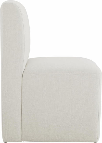 CHITA Dining Chairs with Casters Set of 4, Fully Assembled, Linen | FSC Certified Upholstered Armless Modern Rolling Dining Chairs with Rollers for Bedroom Reading Room Living Room