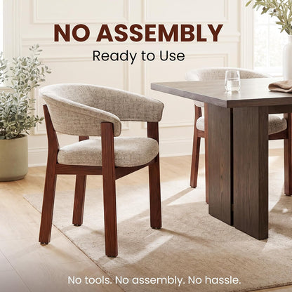 COLAMY Fully Assembled Upholstered Dining Chair Set of 4,Solid Red Oak Wood Kitchen Side Chair, No Assembly Required Modern Farmhouse Dining Room Accent Seating, Single Pack,4 Boxes