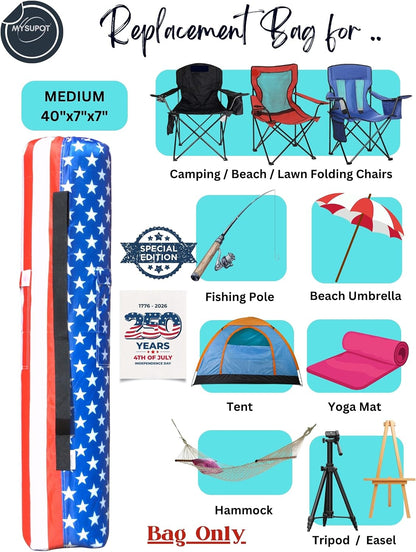 Replacement Bag for Folding Camping Chair, Portable Camp Chair, Hammock, Yoga Mat, Umbrella, Tents, Tripods, Fishing Poles - 420D Oxford Polyester Fabric