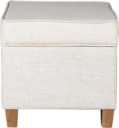 Homepop Home Decor | K7342-F2067 | Classic Square Storage Ottoman with Lift Off Lid | Ottoman with Storage for Living Room & Bedroom, Cream Woven