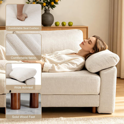 Oversized L Shaped Sectional Couch for Living Room, Extra Large Deep Seat Modular Sectional Sofa with Washable Covers, Modern Cloud Couch for Apartment, Bedroom, Beige
