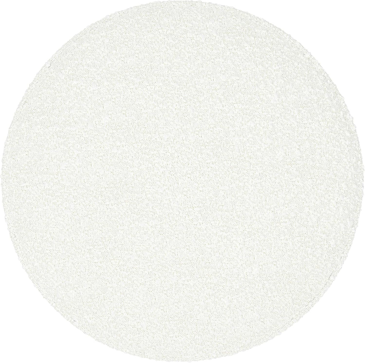 Spatial Order 22" Round Ottoman with Wooden Base - Cream Textural Fabric