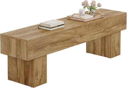 Tribesigns 63" Long Entryway Bench, Rustic Farmhouse End of Bed Bench, Wooden Shoe Bench Seat for Hallway, Living Room, End of Bed, Light Brown