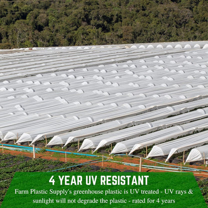 Farm Plastic Supply - String Reinforced 4 Year UV Resistant 10 mil White Greenhouse Plastic Sheeting - 4 Year UV Resistant Polyethylene Greenhouse Film, Hoop House Green House Cover (16' x 10')