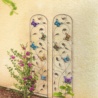 SUNNYPARK Set of 2 Butterfly Metal Garden Trellis for Climbing Plants, Decorative Vegetables Flowers Vine Trellis for Outdoor Patio 60'' H x 11'' W