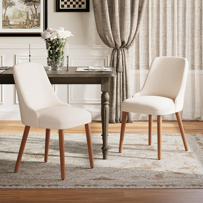 MALOL Dining Room Chair Set of 6, Upholstered Kitchen Chairs with Wood Legs, High-Back Padded Dining Chairs for Dining Room/Restaurant/Cafe, Beige