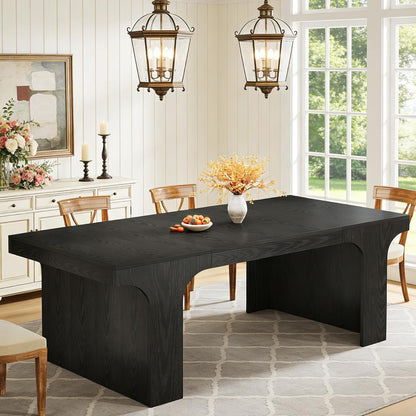 Tribesigns 71" Large Dining Table for 6-8, Farmhouse Kitchen Table, Rectangular Dining Table with Sturdy Reinforced Metal Frame and Curved Legs for Kitchen & Dining Room