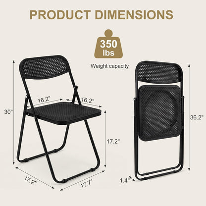 VECELO Plastic Folding Chairs 2 Pack, Metal Frame for Indoor/Outdoor, Black | Breathable Mesh Backrest & Seat, Foldable Portable Chair, No Assembly Required, for Party, Camping, Events