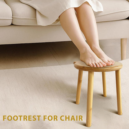 9.8 in Small Wooden Stool, Non-Slip Small Round Stool, Portable and Sturdy, Suitable for Footstools in Bedroom, Bathroom, Kitchen (L)