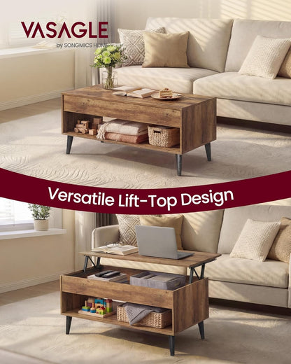 VASAGLE Lift Top Coffee Table with Hidden Storage, Gas Spring