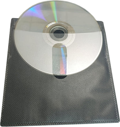 100 Pack Premium CD DVD Sleeves Cases,Thick Non-Woven Material Double-Sided Refill Plastic Sleeve for CD and DVD Storage Binders Disc Case with Drop-Proof Closure(New Black)