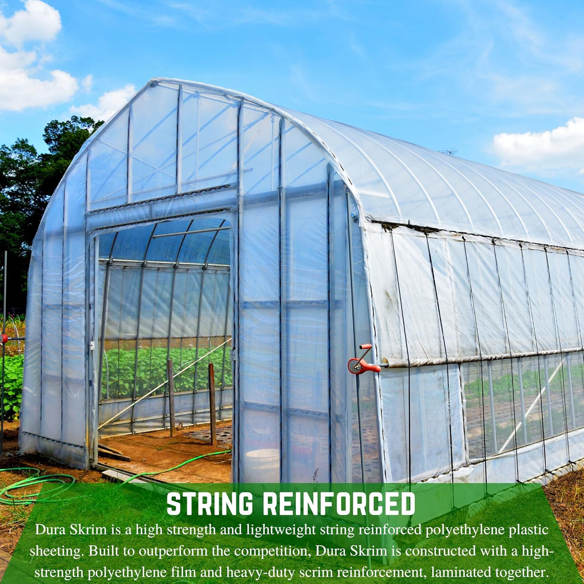 Farm Plastic Supply - String Reinforced 4 Year UV Resistant 10 mil Clear Greenhouse Plastic Sheeting - 4 Year UV Resistant Polyethylene Greenhouse Film, Hoop House Green House Cover (60' x 25')