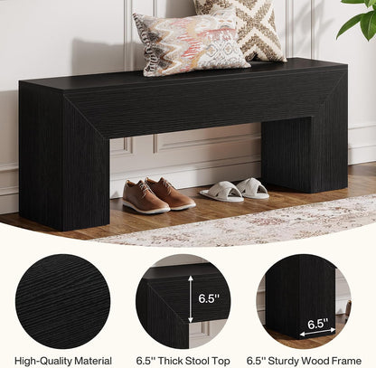 Tribesigns 47'' Wooden Entryway Bench, Farmhouse Entry Bench Seat, Indoor End of Bed Bench with Storage Capability for Living Room, Bedroom, Hallway, Easy Assembly, Black