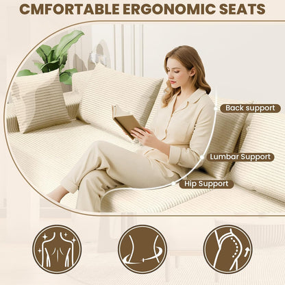 LEVELEVE 107" Cloud Sectional Couch with Deep Seat，Modern Modular Sofa with L-Shape Chaise，No Assembly Required, Upholstered Couches for Living Room Bedroom(Beige,Right Facing Chaise)