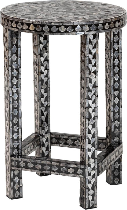 bali & pari Elara Coastal Black and White Mother of Pearl Capiz Shell End Table