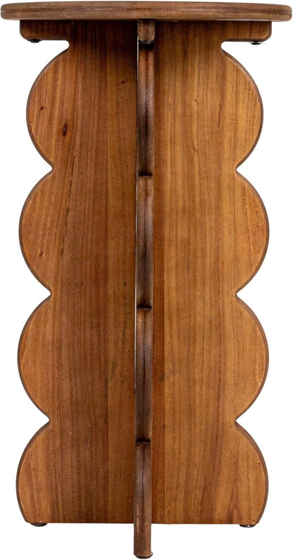 Creative Co-Op Scalloped Edge Accent Table, Walnut Finish