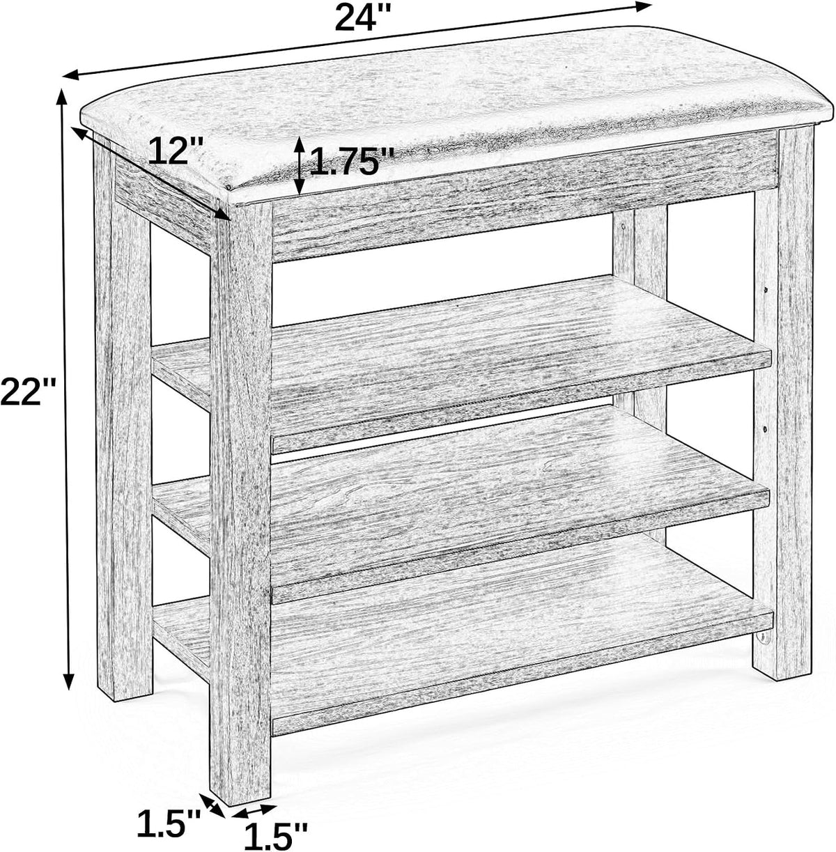 Shoe Storage Bench for Entryway, 24" Lift Top Storage Bench with PU Leather Cushion, 3-Tier Adjustable Shoe Rack Organizer, 400 lb Wood Hallway Benches for Mudroom, Bedroom, Brown