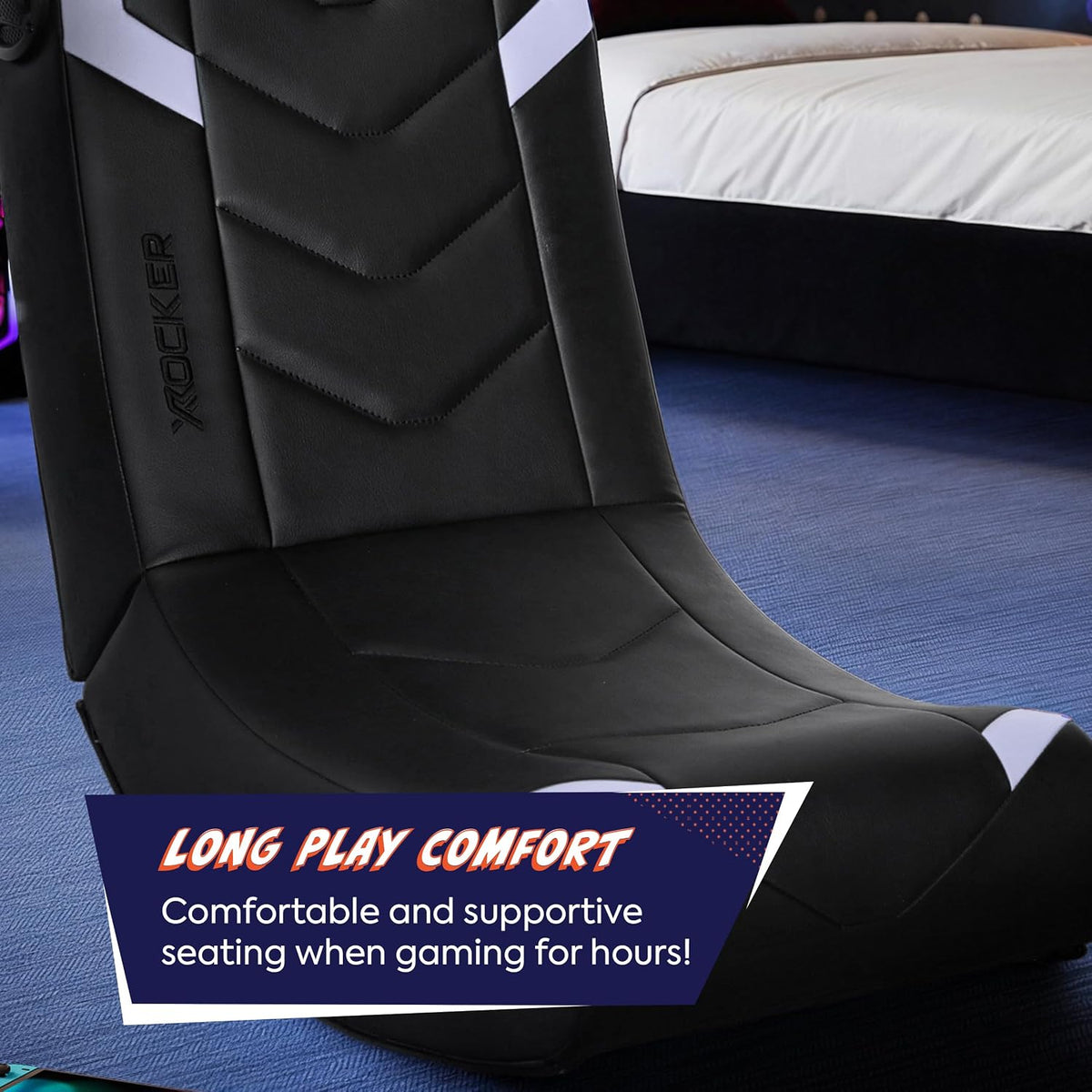 X Rocker Video Gaming Floor Rocker Chair, Built-in Audio, Foldable, for Gamers, Bedroom, or Game Room for Boys, Girls, Teens 5-17, Gifts for Gamers