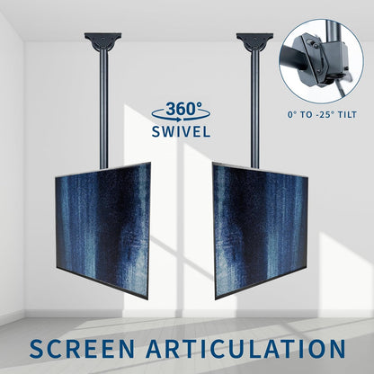 VIVO Black TV Ceiling Mount for 37 to 90 inch Screens, MOUNT-VC90-10 | Full Swivel, Telescoping Height Adjustment, 10ft Extension Pole, Fits Pitched/Vaulted Roof, Max VESA 800x400mm, Holds 110 lbs