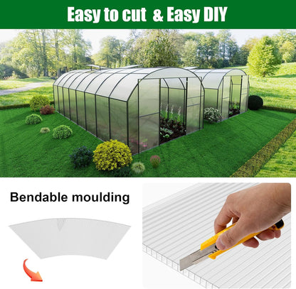 Polycarbonate Greenhouse Panels 5 Pack 4' x 2' x 0.24" Twin-Wall UV-Protected All Weather Plastic Roof Panel Clear Replacement Sheets for Garden Fences, Furniture DIY,Outdoor Roofing