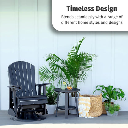 LuxCraft 2' Adirondack Outdoor Swivel Glider Chair, Patio Gliding Rocker, Swiveling Glider Rocking Chair for Outside (Aruba Blue & White)