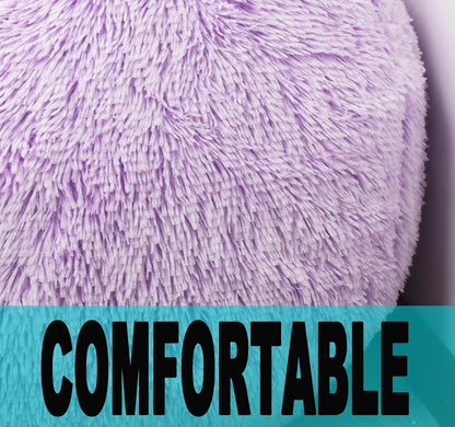 Fluffy Bean Bag Chair for Kids, 2.5FT Round Memory Foam Filled Bean Bag for Teens & Kids, Ultra Soft Faux Fur Fabric Bean Bag Chairs for Playroom, Living Room, Bedroom, Lavender