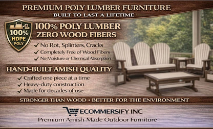 5 FT Cedar Amish-Made Porch Glider – 1000 lb Heavy-Duty Poly Lumber wood Roll Back Glider – USA Crafted HDPE Outdoor Seating Furniture - Stainless Steel Hardware – Smooth, Quiet Glide - CupHolders